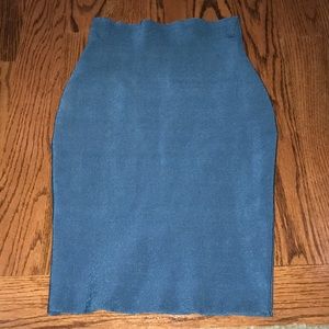 Blue form fitting skirt
